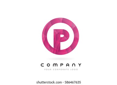 P Letter Logo Design with Circular Purple Rounded Pattern. 