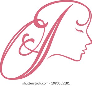 P letter logo design, composed of beautiful female profile hook lines and abstract ponytail shapes
