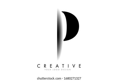 P Letter Logo Design with Creative Shadow Cut Vector Illustration Design.