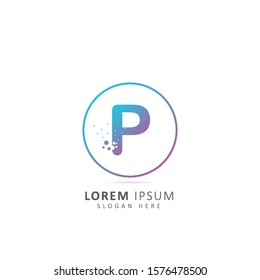 P Letter Logo Design With Dots and Circle element