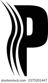 Elemento de diseño de logotipo de letra P en color negro