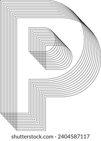 Elemento de diseño del logotipo de la letra P. Letra geométrica 3D. Rústica calle. Forma imposible, ilusión óptica. Geometría sagrada. Ilustración vectorial 10 pasos.