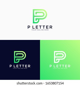 P letter Logo design emblem vector illustration green gradient logo template