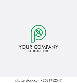 Logo lettre P avec fleur