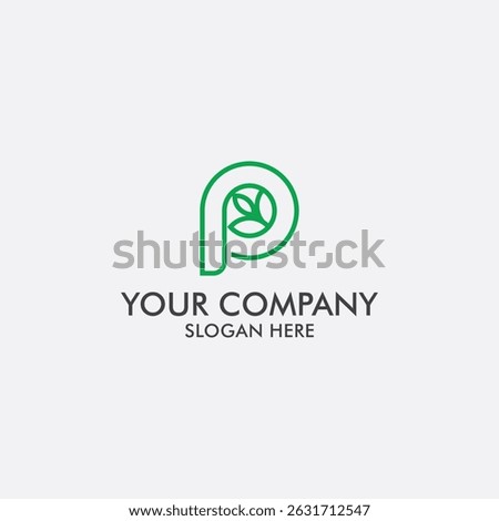 P letter logo design with flower