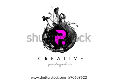 P Letter Logo Design with Ink Cloud Flowing Texture and Purple Colors.