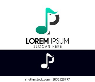 P letter logo design with a music note. Modern logo suitable for your business company or corporate identity