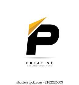 P Letter logo design with a paper airplane. Creative letter logo for company brand identity, travel, start-up, logistic, business logo template