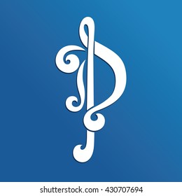 P Letter logo design pattern on a blue ornate background. vector illustration