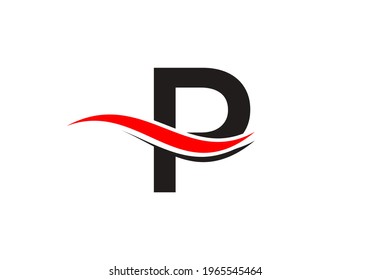 P letter logo design. Premium Letter P Logo Design with water wave concept