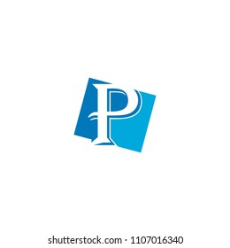 P letter logo design. Square letter P graphic design.