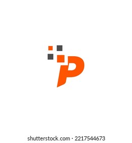 Elementos de plantilla de diseño de logotipo de letra P. Logo de la letra digital abstracta moderna. Ilustración vectorial. Logo de la tecnología.Logo de la carta tecnológica.