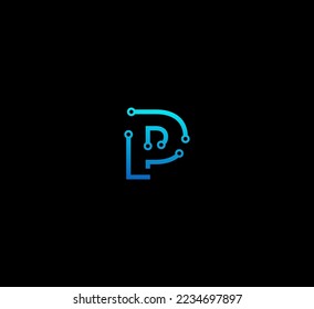 Elementos de plantilla de diseño de logotipo de letra P. Logo de la letra digital abstracta moderna. Ilustración vectorial. Logo de Technology P. 