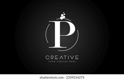 P Letter Logo Design Template with White Color and Dots circle