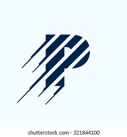 P letter logo design template. Fast speed vector unusual letter. Vector design template elements for your application or corporate identity.