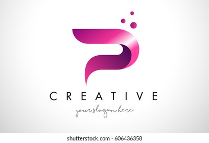 P Letter Logo Design Template with Purple Colors and Dots