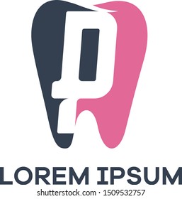 P letter logo design. Letter p in tooth shape vector illustration.