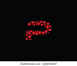P letter logo design trendy with heart vector template