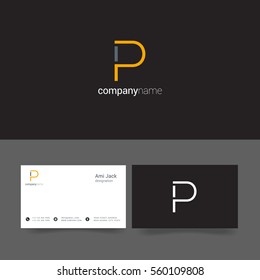 P Letter logo design vector element with Business card
