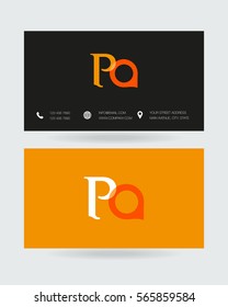P & A Letter logo design vector element with Business card