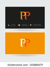 P & P Letter logo design vector element with Business card
