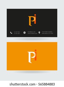 P & I Letter logo design vector element with Business card

