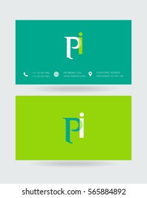 P & I Letter logo design vector element with Business card
