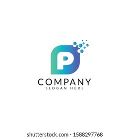 P letter Logo With Dots. P Icon Design with Bubbles. illustration of P letter logo.