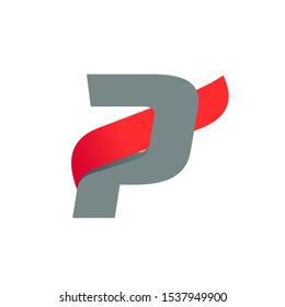 P letter logo with fast speed red wing. Typeface, vector design template elements for sport, race, aviation etc.