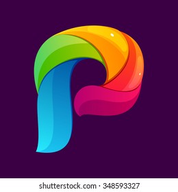 P letter logo formed by twisted lines. Font style, vector design template elements for your application or corporate identity.