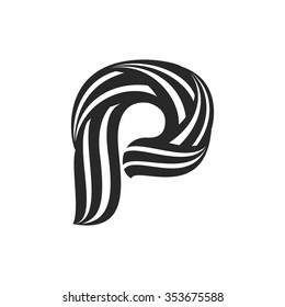 P letter logo formed by twisted lines. Wool mark font style, vector design template elements for your application or corporate identity.