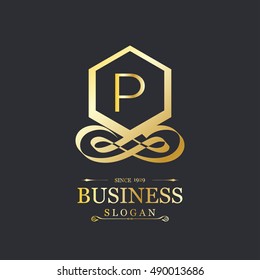 P Letter logo, Gold Emblem, Beautiful Business Logo