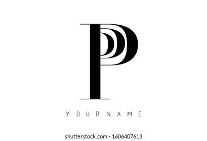 P Letter Logo with Graphic Elegant Black Lines Design. Minimalist art shape logo.