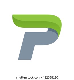 P letter logo with green leaf. Font style, ecology vector design template elements for your application or corporate identity.