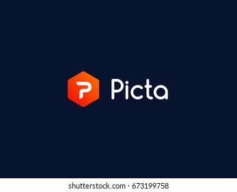 P letter logo in hexagon. Pixel Perfect logotype template. Creative Graphic Alphabet Symbol for Corporate Business Identity. Creative Vector element