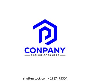 Logotipo de letra P, logotipo de inicio, logotipo hexagonal