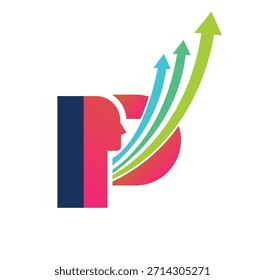 Logotipo de la letra P con el Perfil humano y las flechas ascendentes del crecimiento