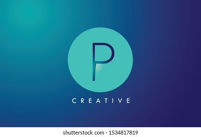 P Letter Logo Icon Design With Paper Cut Creative Look Vector Illustration in Blue Green Colors.