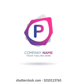 P Letter logo icon. Modern full color gradation design with unique shape for creative use. Vector illustration