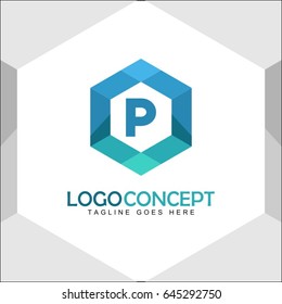 P Letter Logo Icon Mosaic Pattern Design template Element
