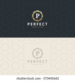 P Letter Logo, Icon With Pattern. Vector Element