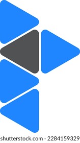 p letter logo, initial p formed from several triangles
