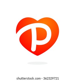 P letter logo inside heart for st. Valentine's day design. Vector design template elements for your application or corporate identity.