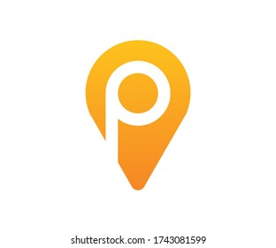 p letter logo + location sitable for location logo, application logo,etc