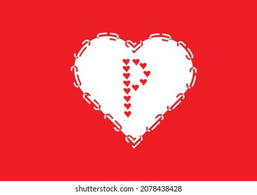 P letter logo with love icon, valentines day design template