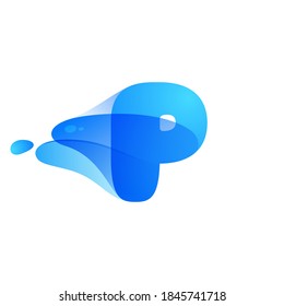 P letter logo made of clear water and dew drops. You can use it in your eco friendly identity, organic emblem, blue watercolor design and others. 