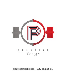 P letter logo with Modern and creative gym logo. Gym letter logo with red color gradient