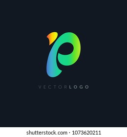 P letter logo multicolor comic design template