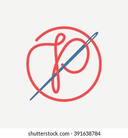 P-Logo mit Nadel und Faden. Schriftstil, Design-Vorlagen für Vektorillustrationen für Ihre Anwendungs- oder Firmenidentität.