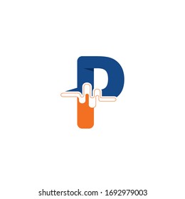 Logotipo de letra P en concepto de pulso diseño de plantilla creativa
